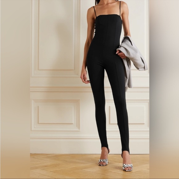 Wolford Γ Amina Muaddi One Piece Strapless Catsuit Jumsuit Black Org $870 small - Picture 2 of 12